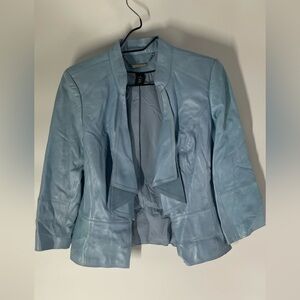White House Black Market Light Blue Genuine Leather Jacket